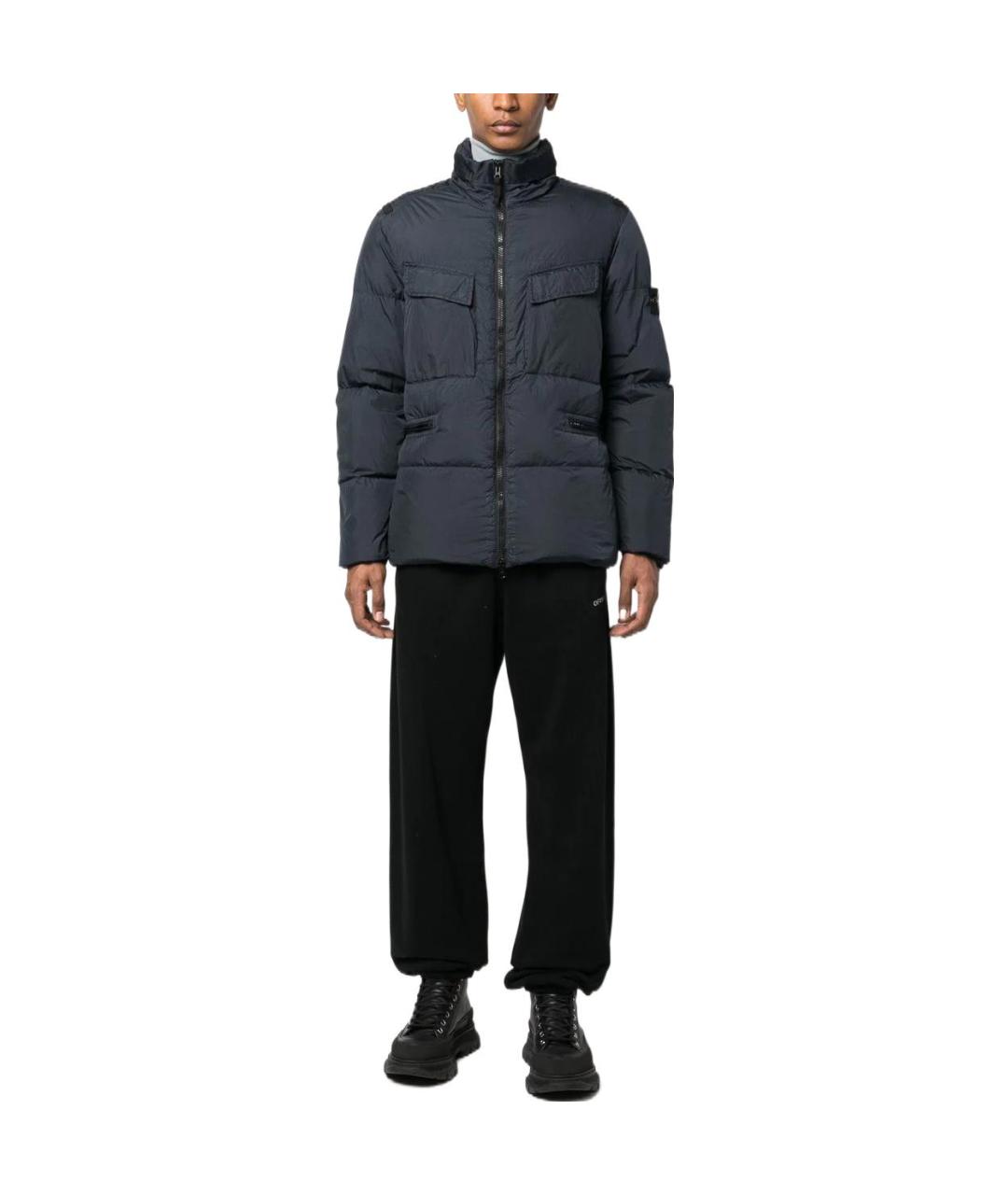 STONE ISLAND Синий пуховик, фото 2