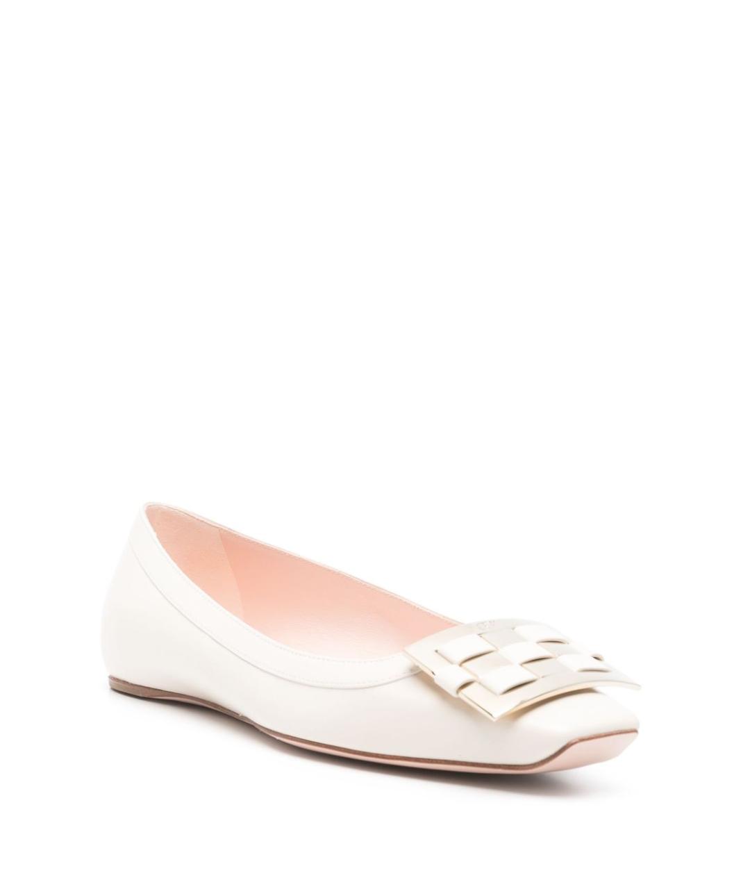 ROGER VIVIER Белые кожаные балетки, фото 3