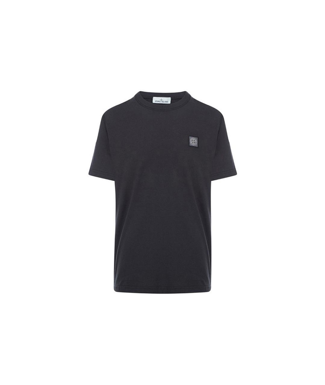 STONE ISLAND Черная хлопковая футболка, фото 1