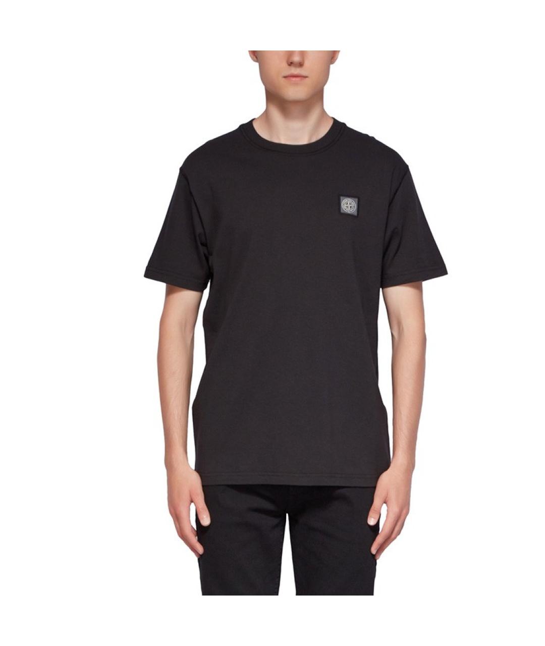 STONE ISLAND Черная хлопковая футболка, фото 3