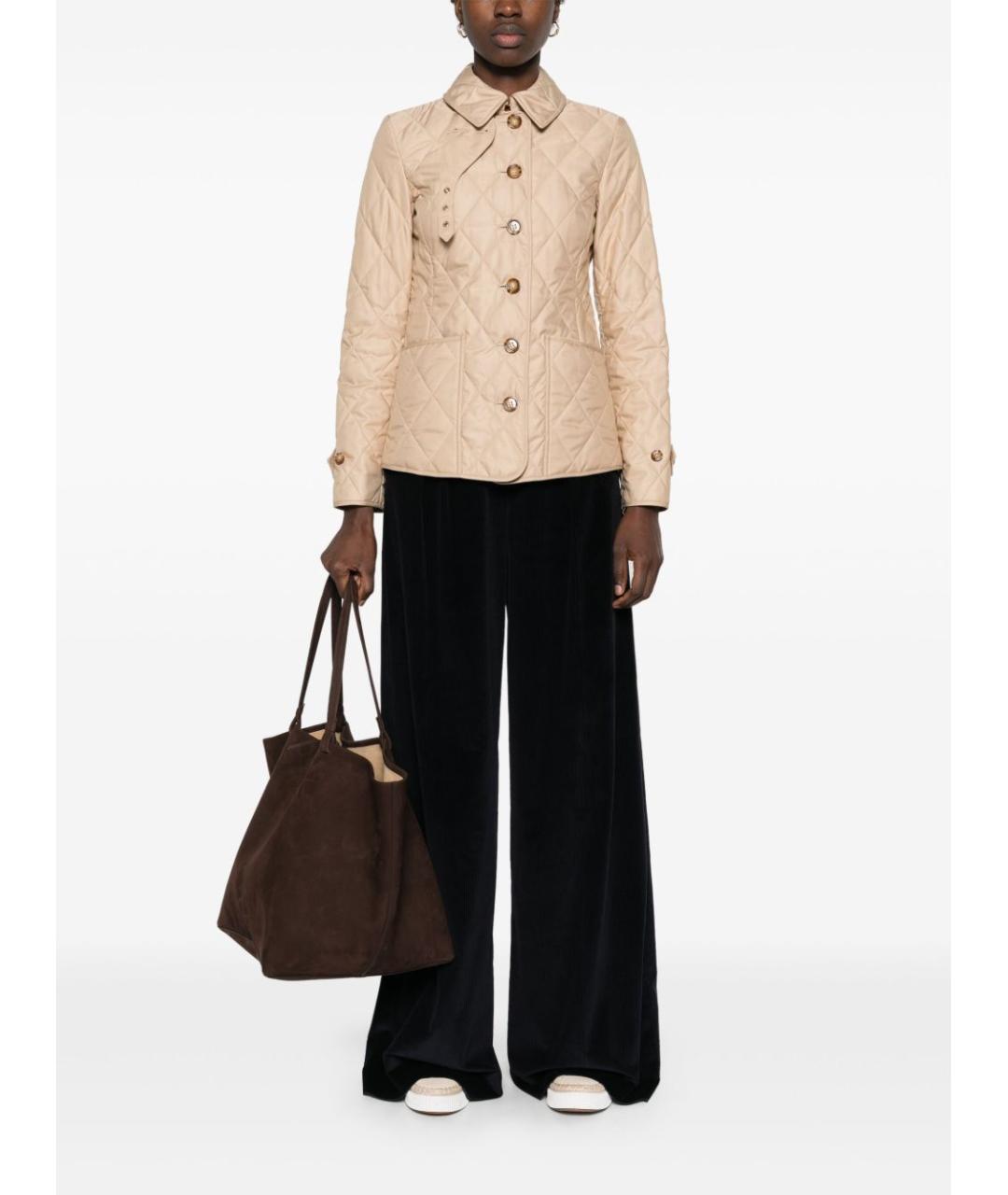 BURBERRY Бежевая полиэстеровая куртка, фото 5