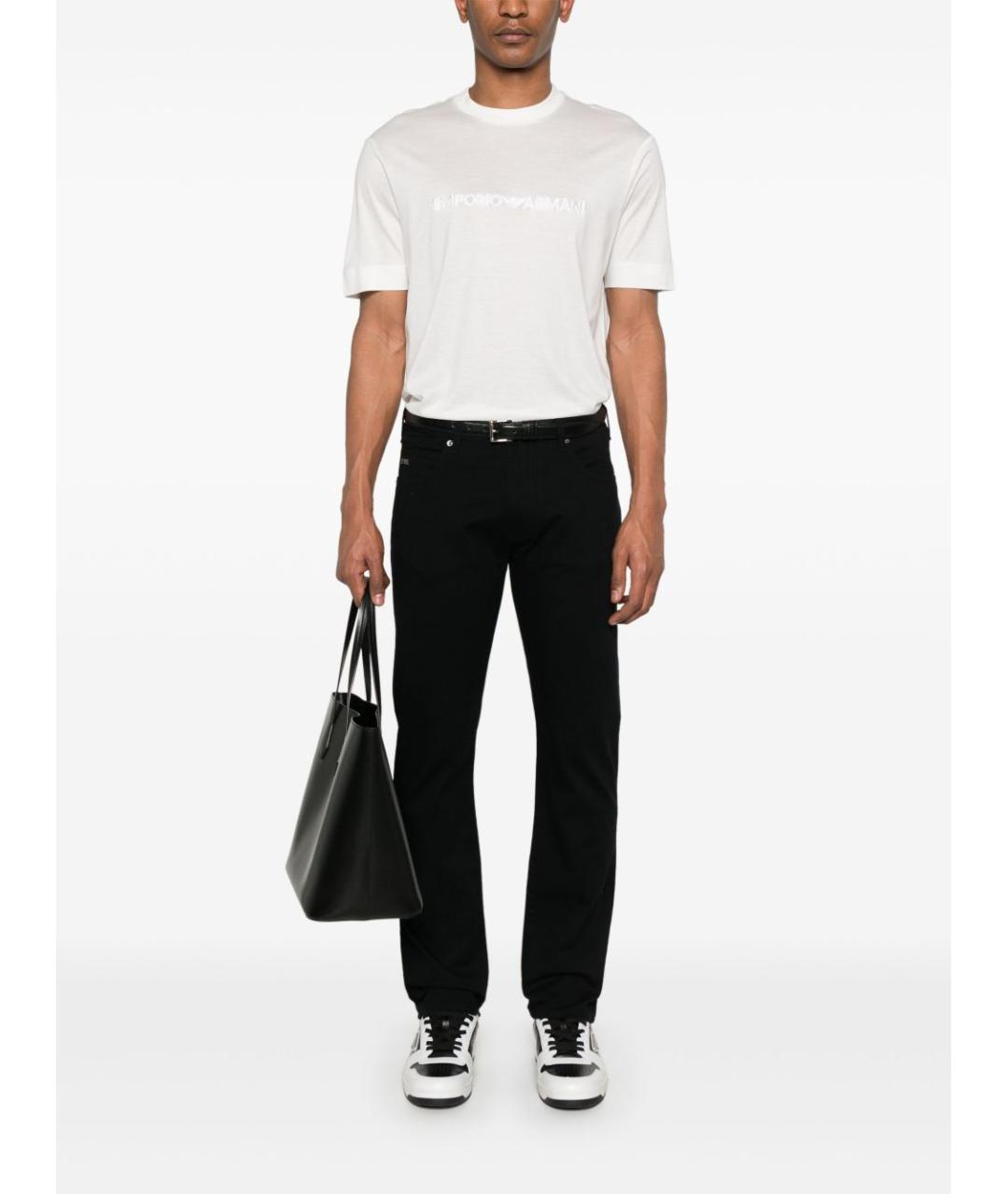 EMPORIO ARMANI Темно-синие хлопковые прямые джинсы, фото 5
