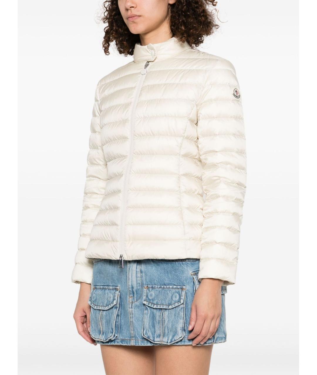 MONCLER Белый полиэстеровый пуховик, фото 2