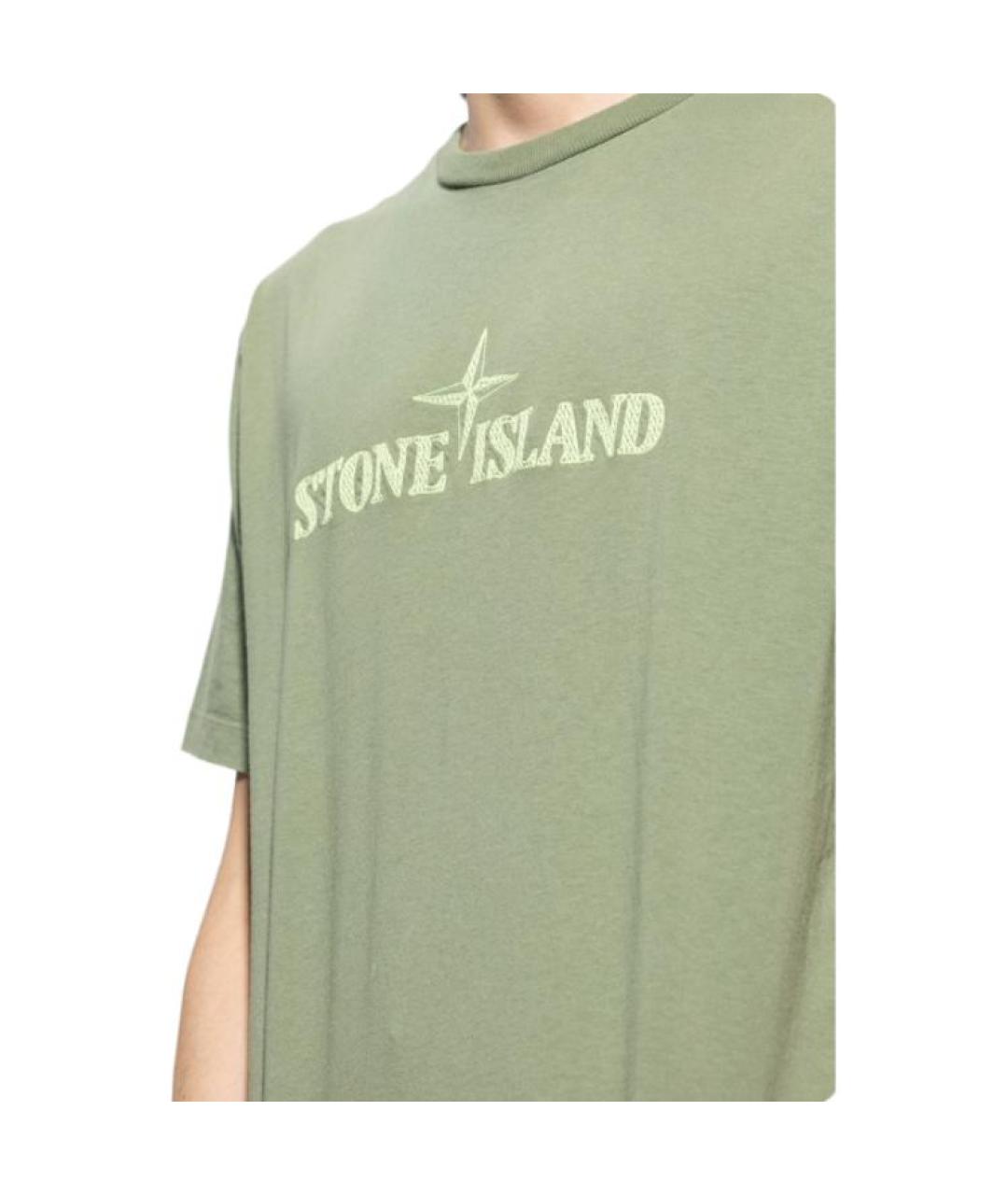 STONE ISLAND Зеленая хлопковая футболка, фото 5