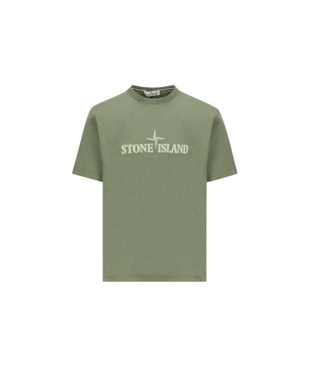 STONE ISLAND Зеленая хлопковая футболка, фото 1