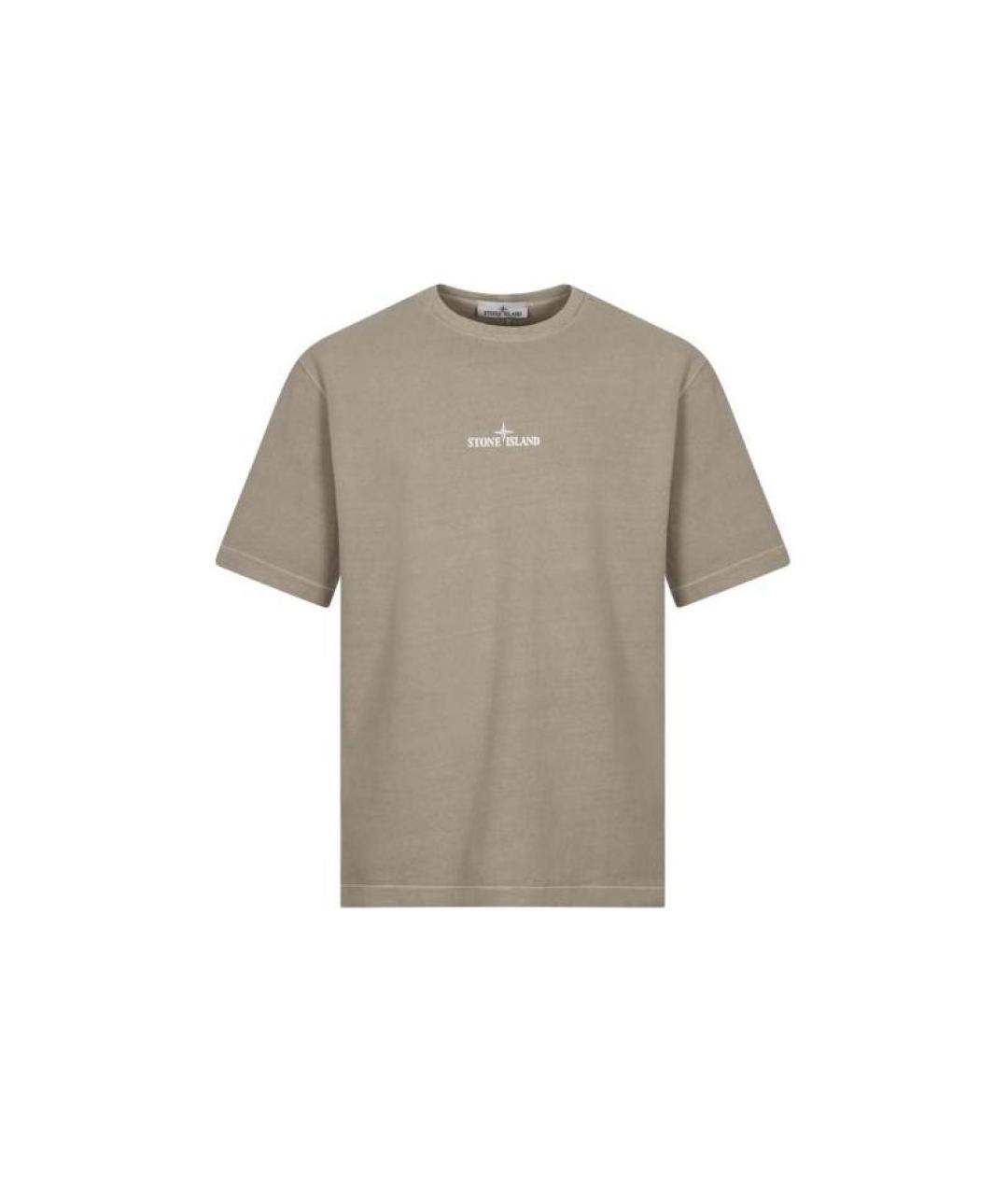 STONE ISLAND Хаки хлопковая футболка, фото 1