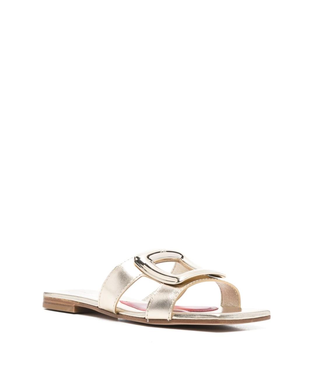 ROGER VIVIER Золотые кожаные шлепанцы, фото 4
