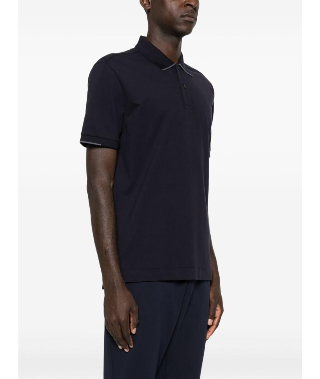 CP COMPANY Темно-синее хлопковое поло с коротким рукавом, фото 4