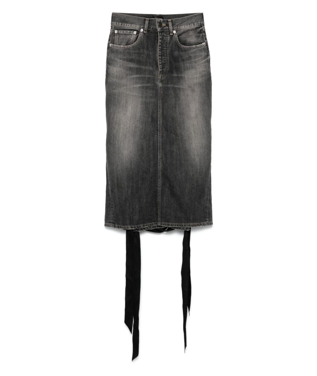 BALENCIAGA Серая хлопковая юбка миди, фото 1