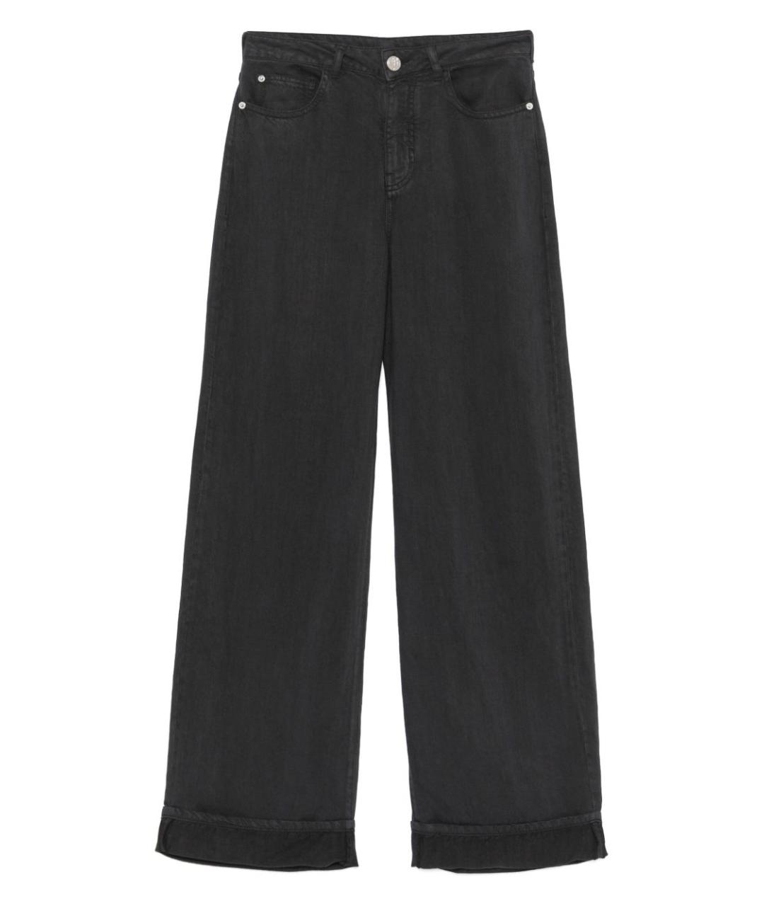 EMPORIO ARMANI Черные хлопко-леновые прямые джинсы, фото 1