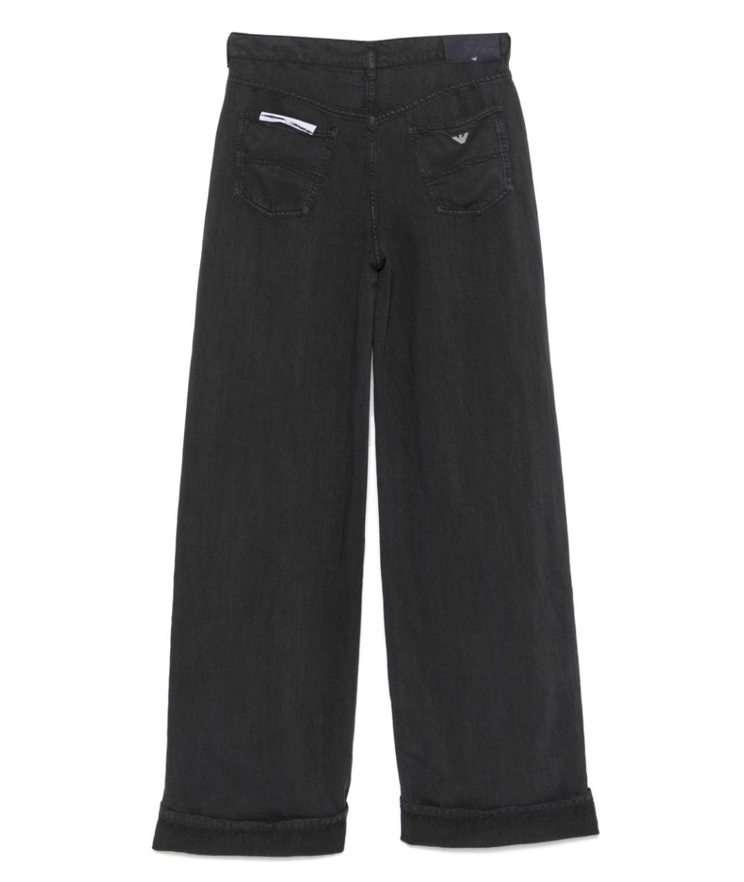 EMPORIO ARMANI Темно-синие хлопко-леновые прямые джинсы, фото 2