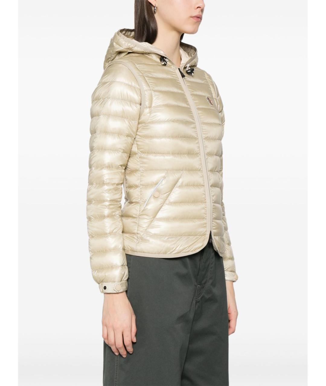 MONCLER GRENOBLE Бежевый полиэстеровый пуховик, фото 5