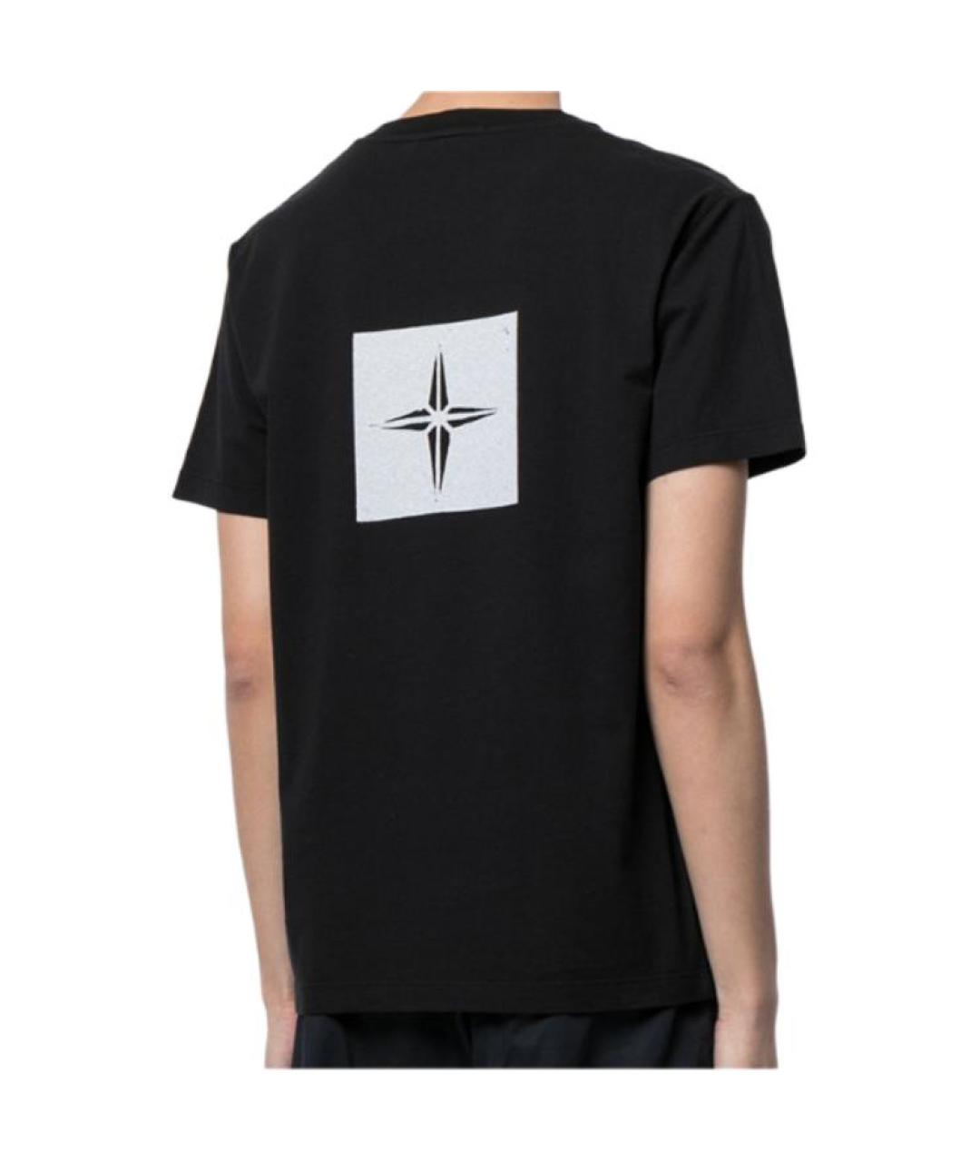 STONE ISLAND Черная хлопковая футболка, фото 4