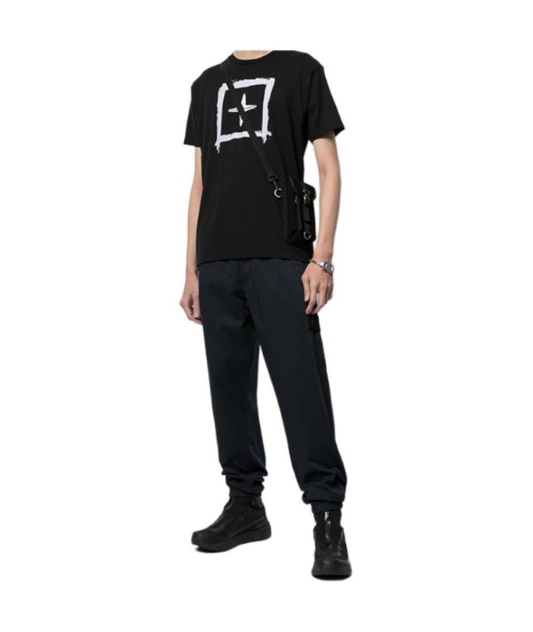 STONE ISLAND Черная хлопковая футболка, фото 2