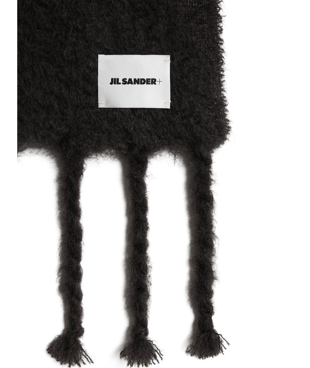 JIL SANDER Черный шерстяной шарф, фото 3