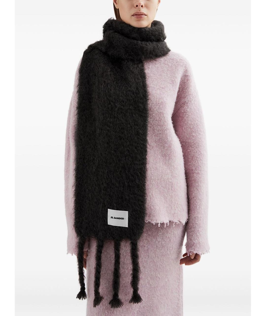 JIL SANDER Черный шерстяной шарф, фото 2