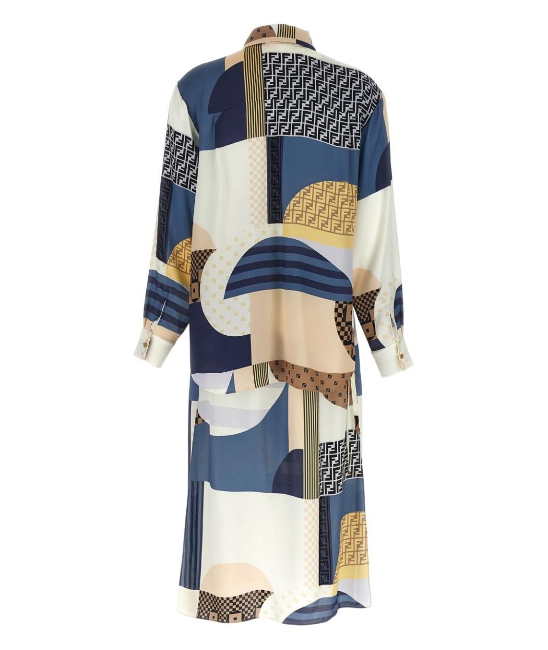FENDI Мульти шелковое повседневное платье, фото 3