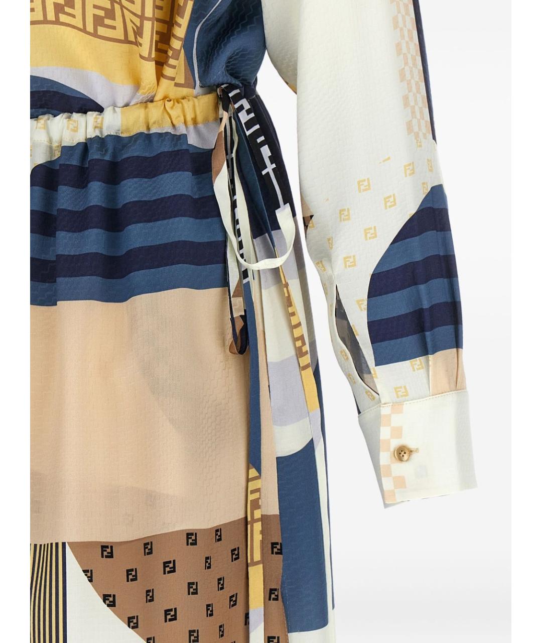 FENDI Мульти шелковое повседневное платье, фото 2
