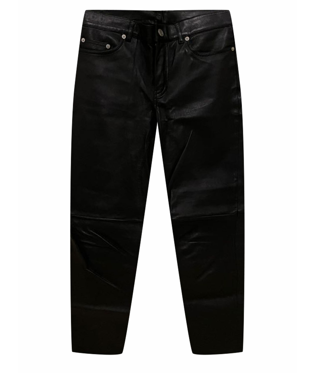 SAINT LAURENT Черные кожаные прямые брюки, фото 1