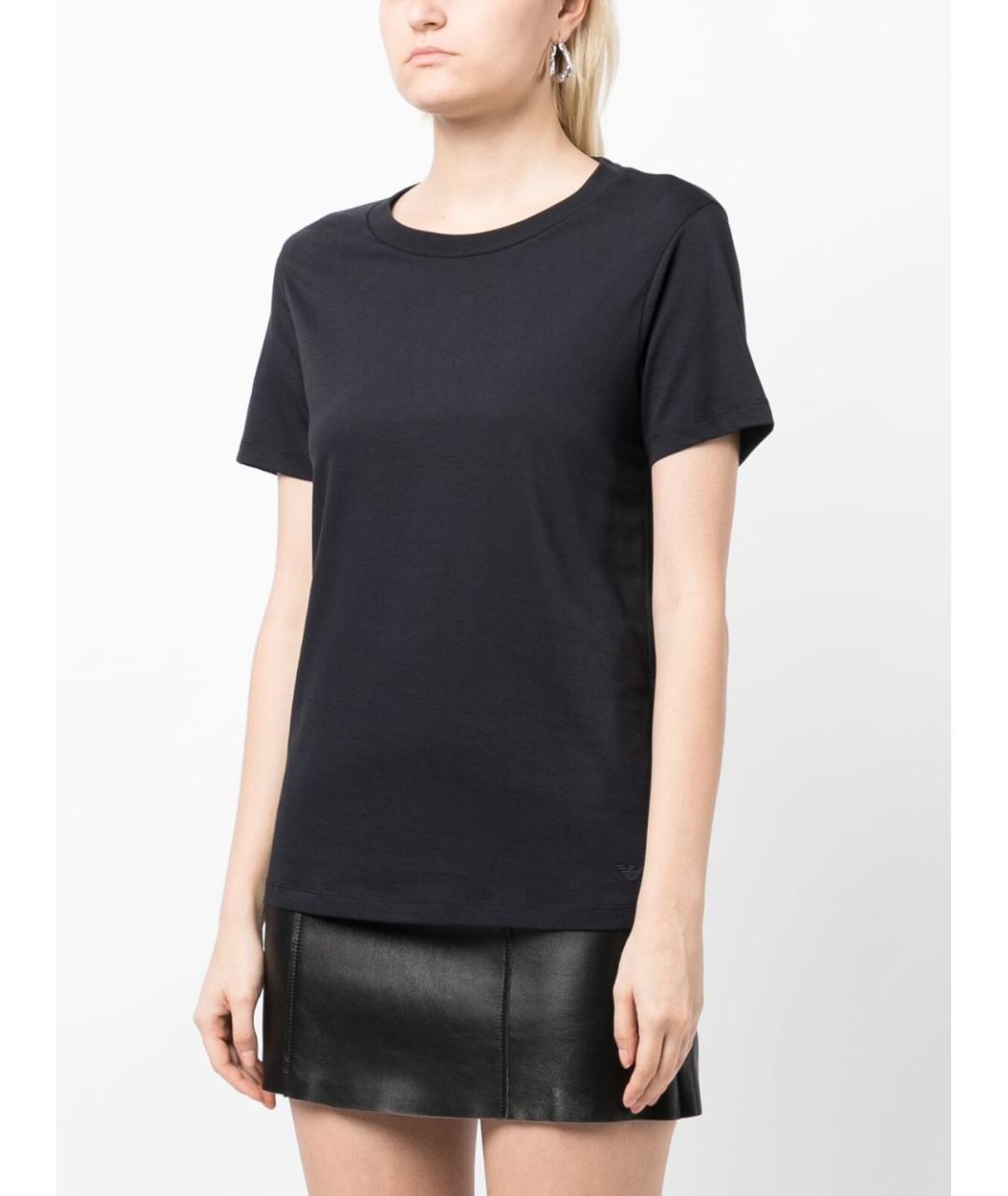 EMPORIO ARMANI Темно-синяя хлопковая футболка, фото 4