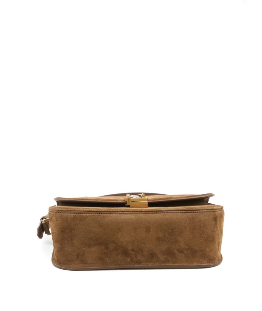 SAINT LAURENT Коричневая замшевая сумка через плечо, фото 2