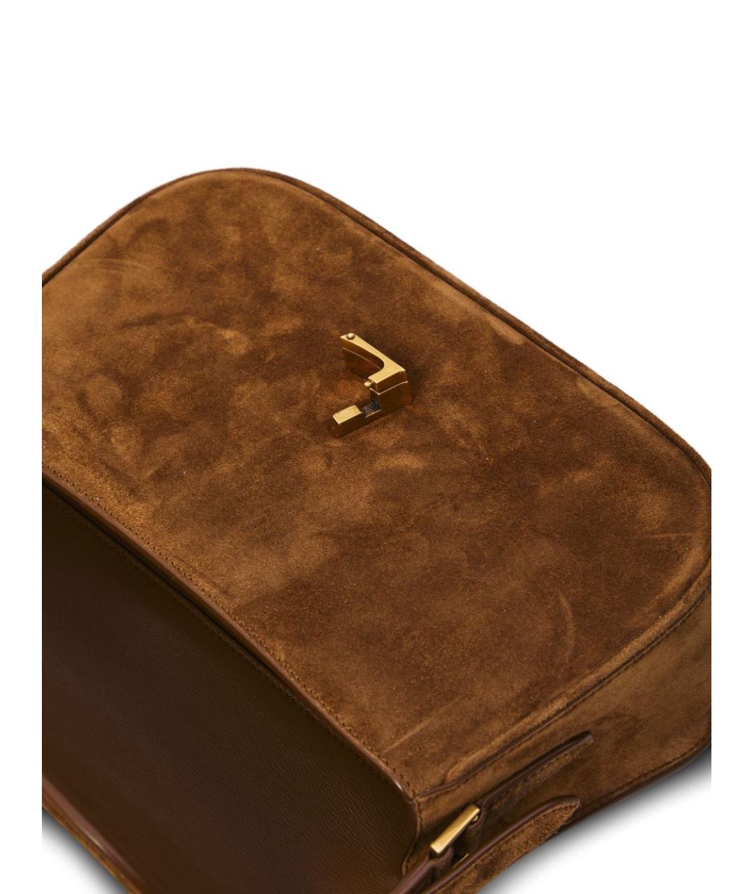 SAINT LAURENT Коричневая замшевая сумка через плечо, фото 4