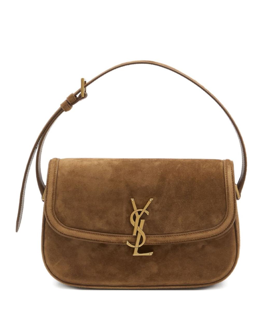 SAINT LAURENT Коричневая замшевая сумка через плечо, фото 1