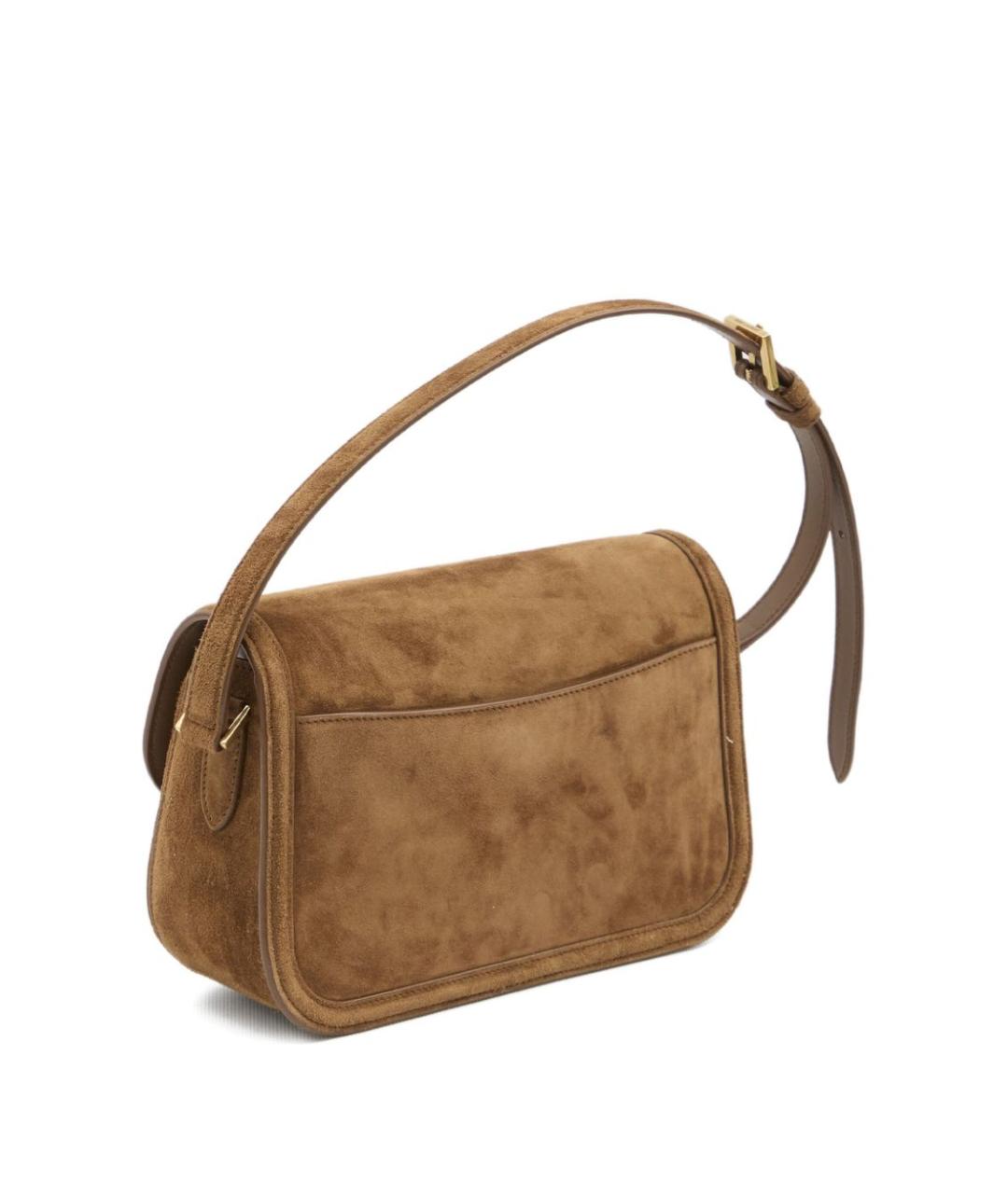 SAINT LAURENT Коричневая замшевая сумка через плечо, фото 3