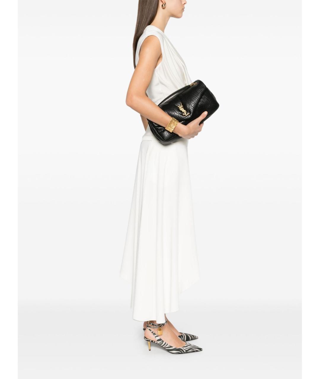 SAINT LAURENT Черная кожаная сумка через плечо, фото 4