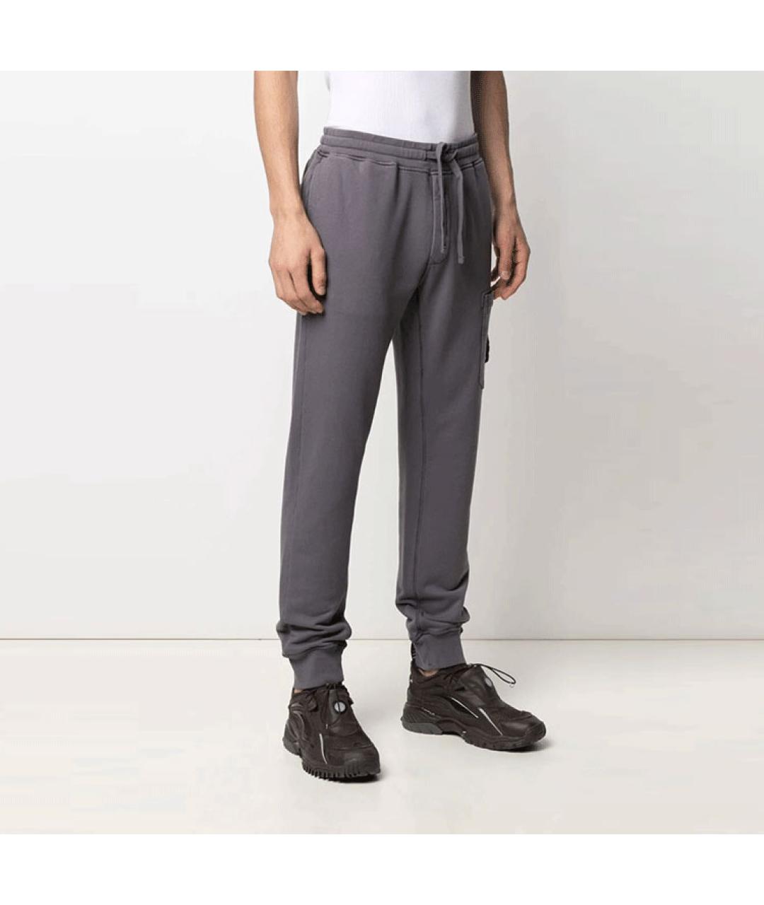 STONE ISLAND Серые хлопковые повседневные брюки, фото 5