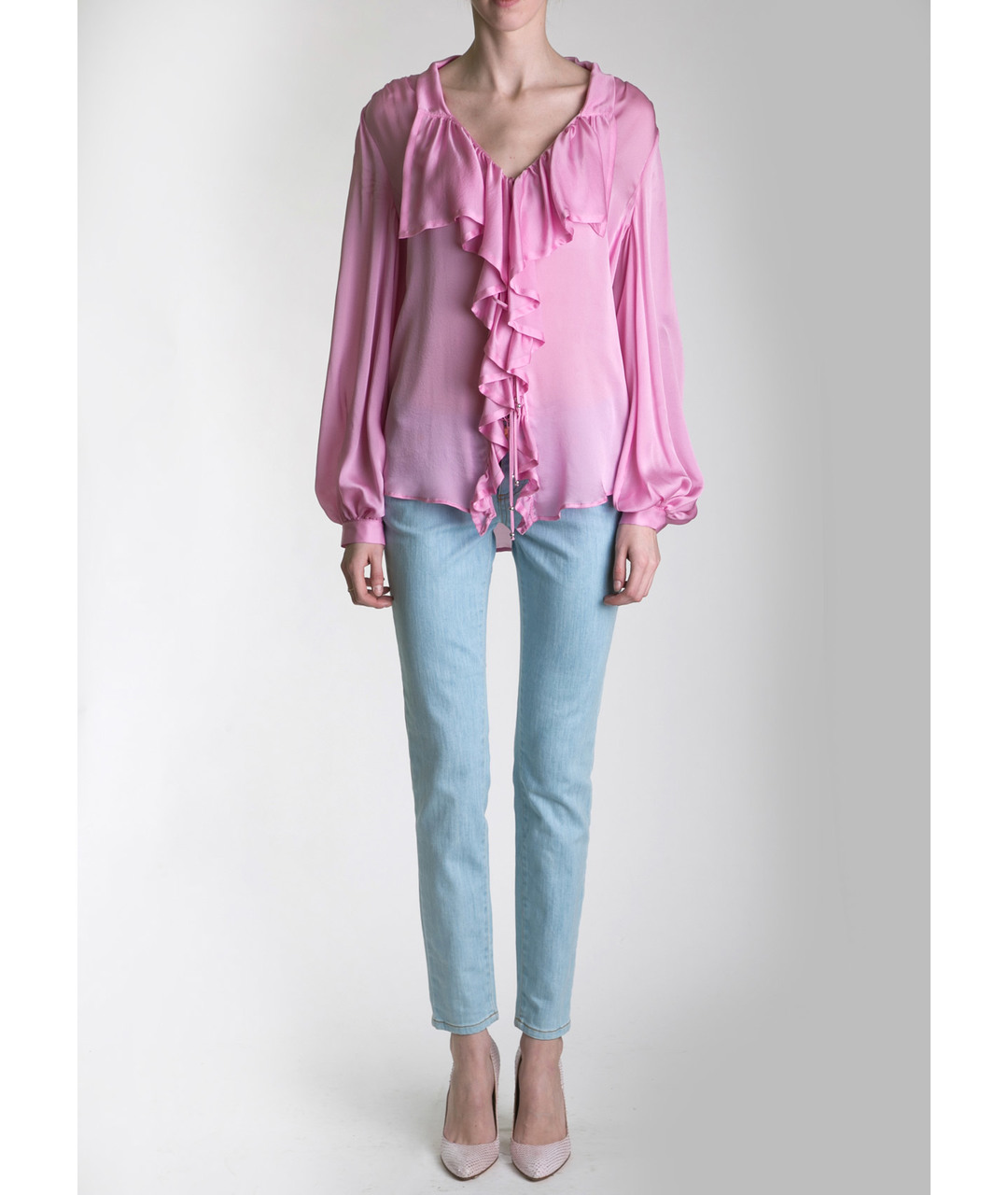 BLUMARINE Розовая шелковая рубашка, фото 3