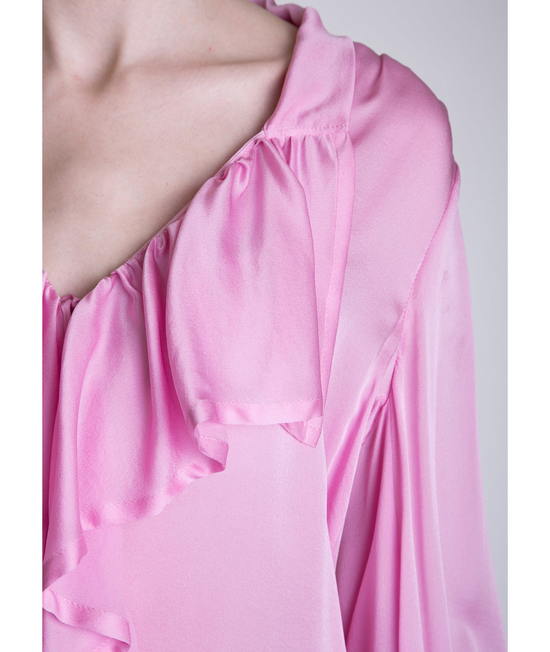 BLUMARINE Розовая шелковая рубашка, фото 4