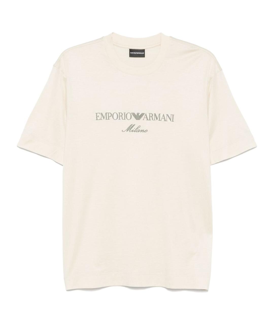 EMPORIO ARMANI Бежевая хлопковая футболка, фото 1