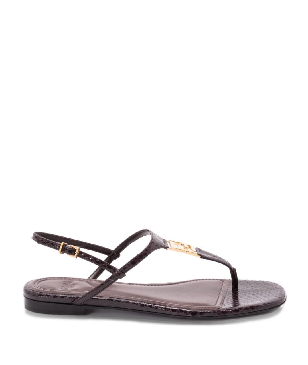 FENDI Фиолетовые кожаные сандалии, фото 1