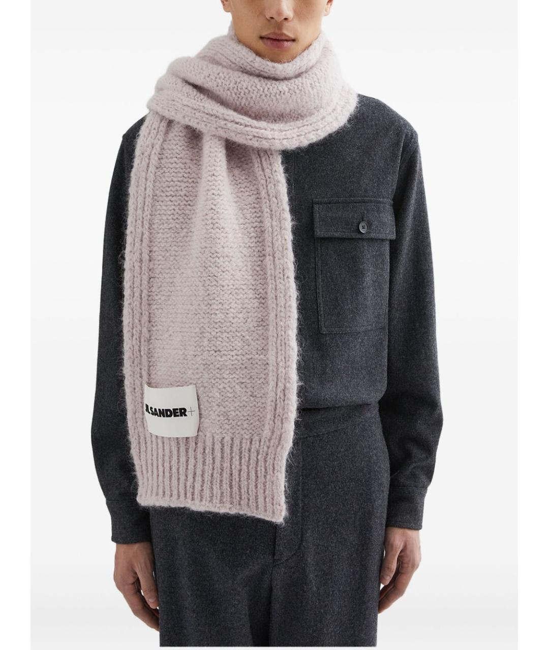 JIL SANDER Розовый шерстяной шарф, фото 2