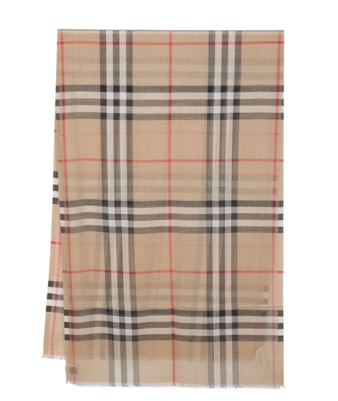 BURBERRY Бежевый шерстяной шарф, фото 1