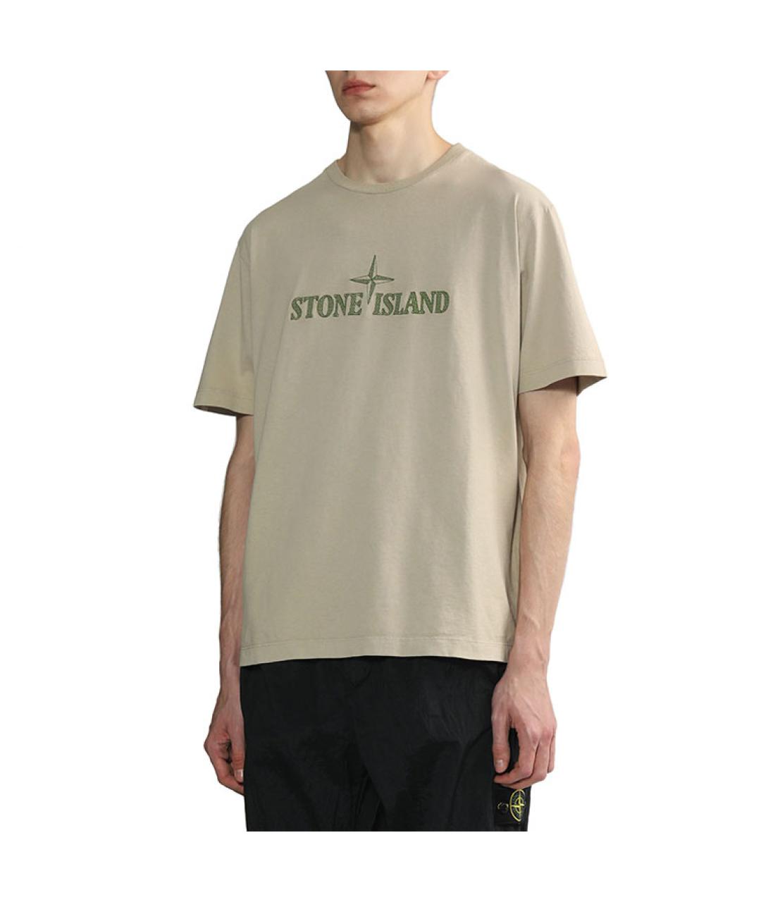 STONE ISLAND Серая хлопковая футболка, фото 4