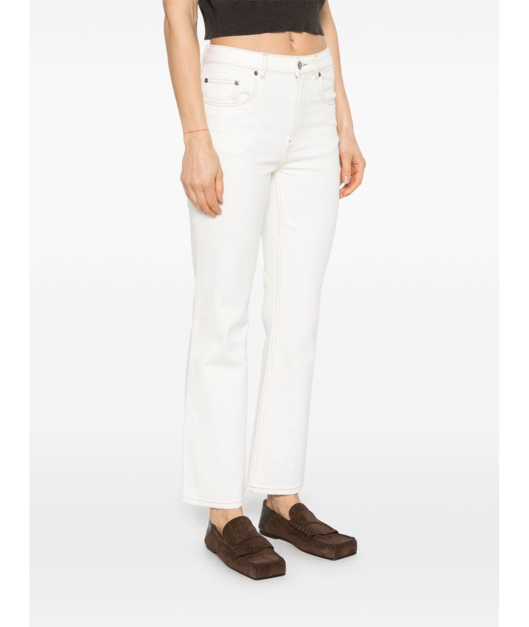 TORY BURCH Белые хлопковые прямые джинсы, фото 2