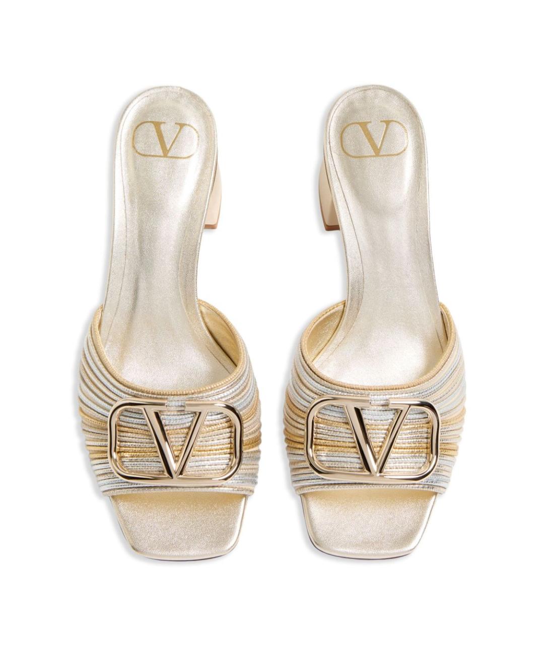 VALENTINO Серебряные кожаные мюли, фото 4