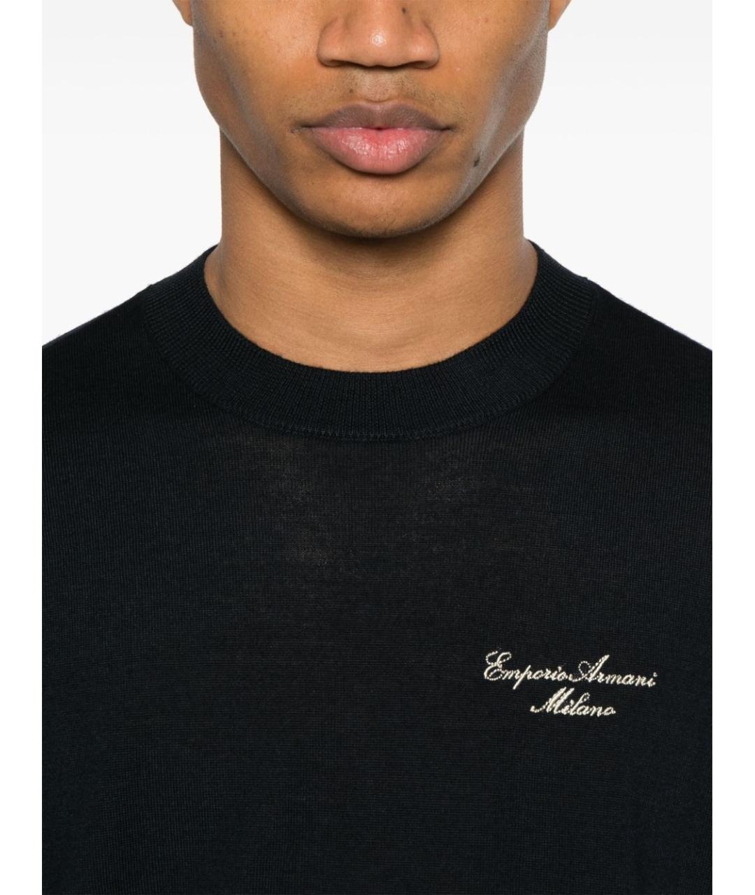 EMPORIO ARMANI Синий шерстяной джемпер / свитер, фото 2