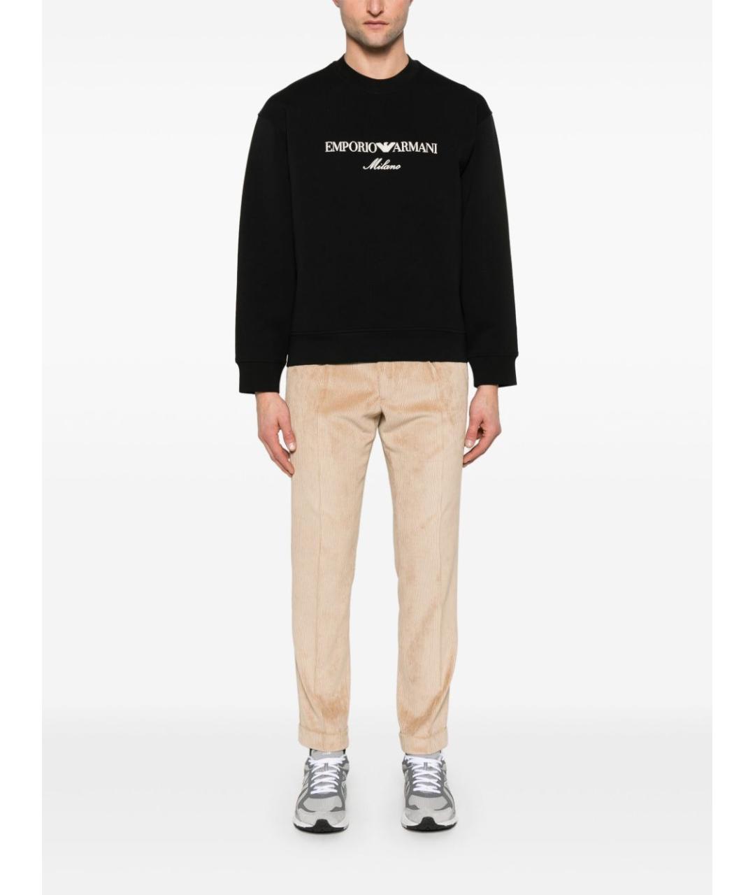 EMPORIO ARMANI Черный хлопковый джемпер / свитер, фото 2