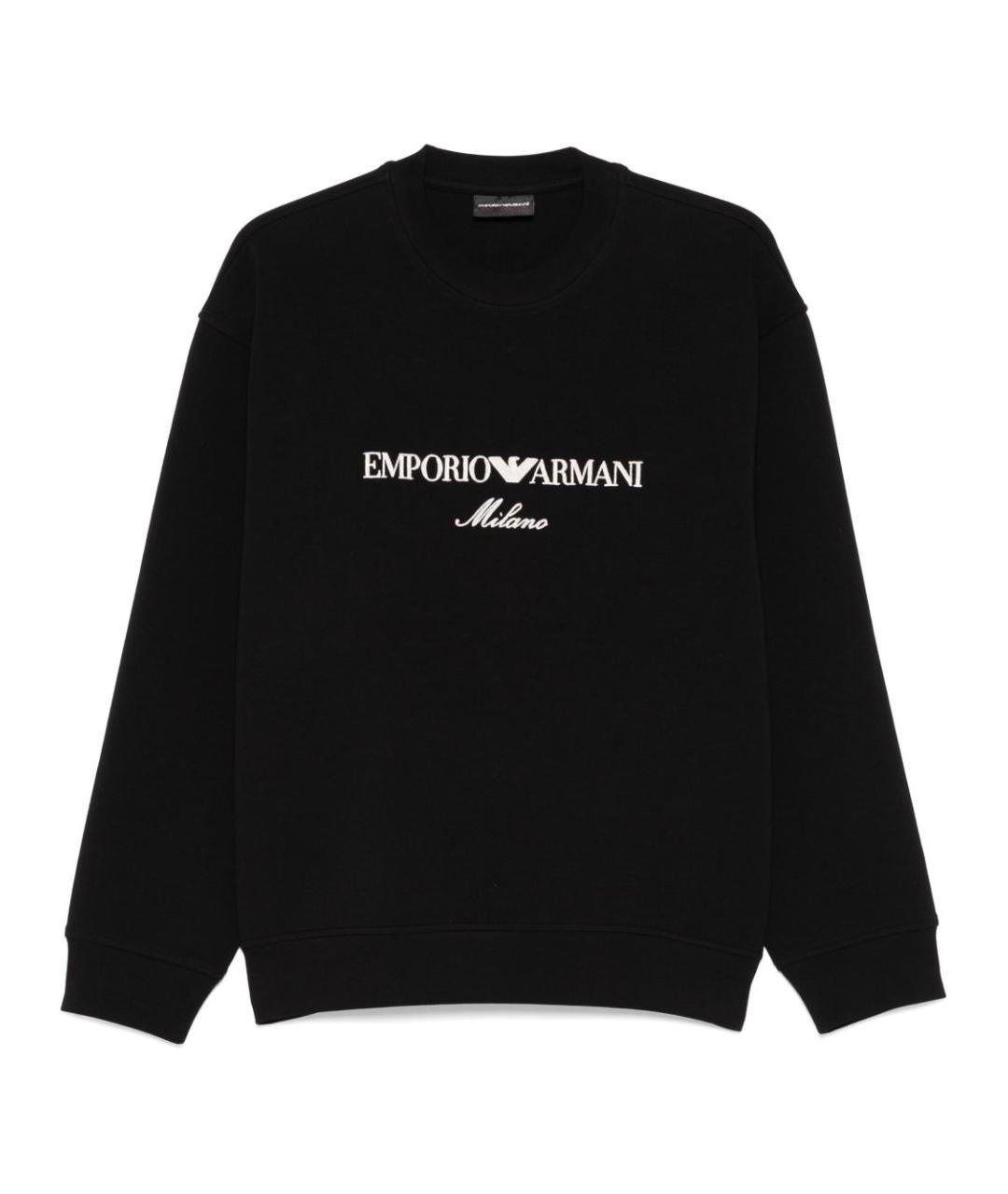 EMPORIO ARMANI Черный хлопковый джемпер / свитер, фото 1