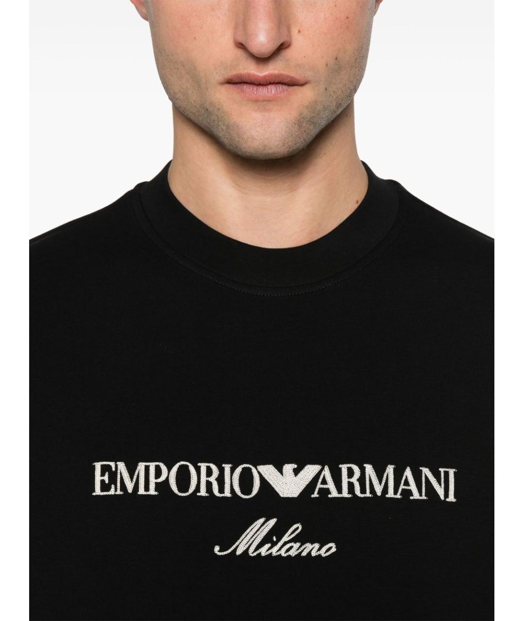 EMPORIO ARMANI Черный хлопковый джемпер / свитер, фото 3