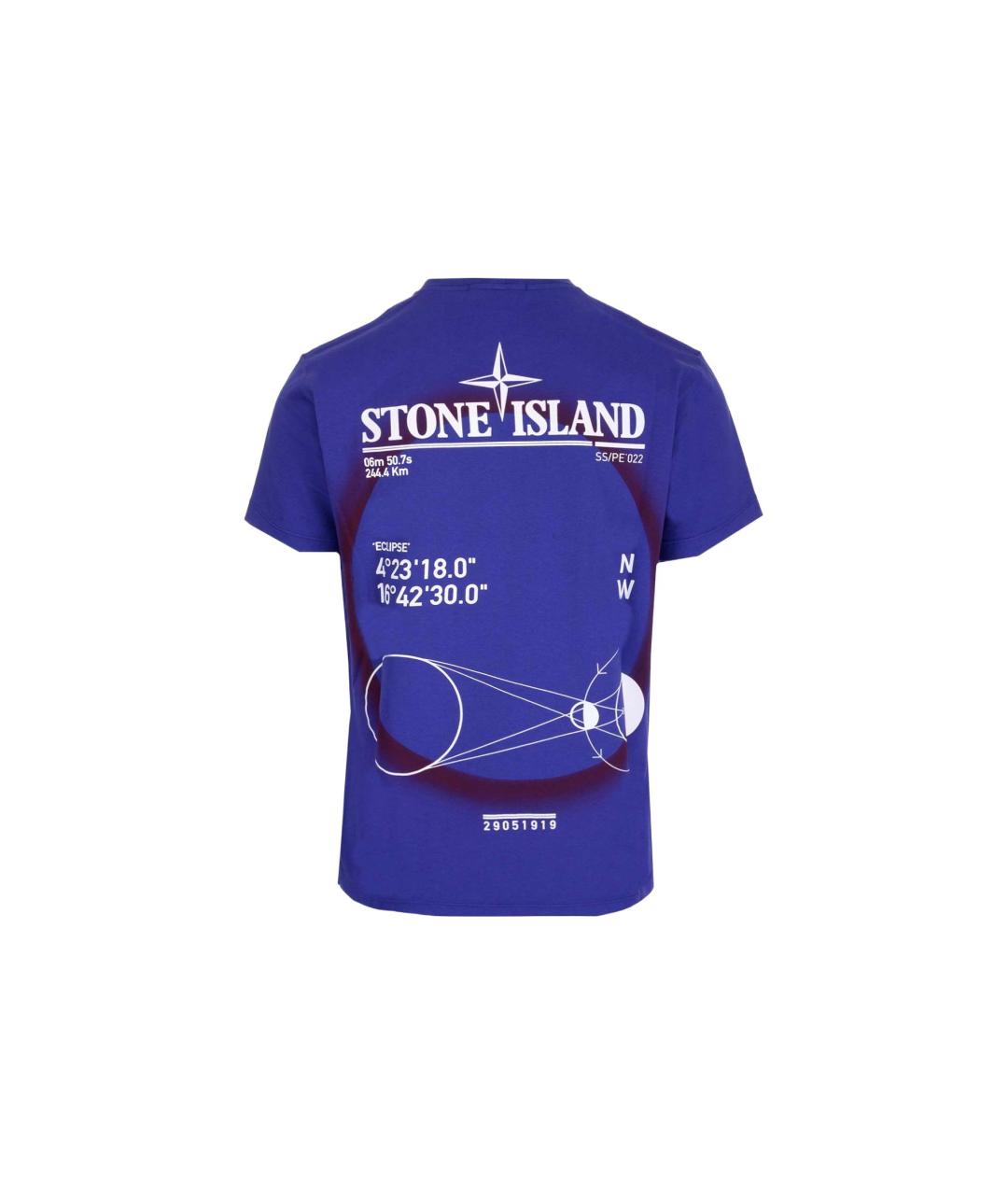 STONE ISLAND Синяя хлопковая футболка, фото 2
