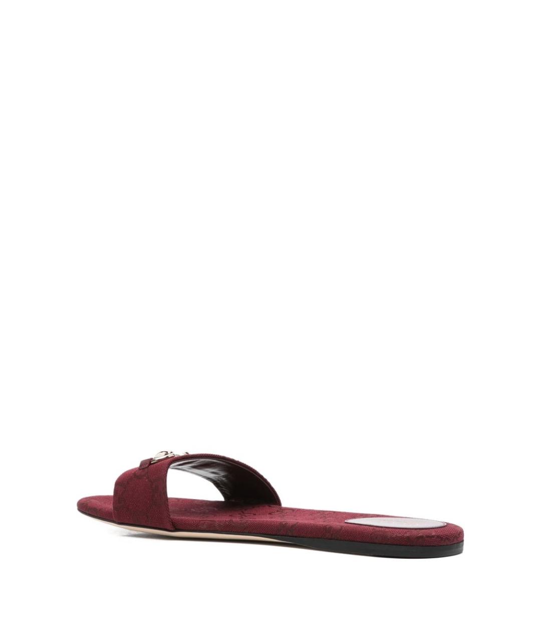 GUCCI Бордовые текстильные шлепанцы, фото 4