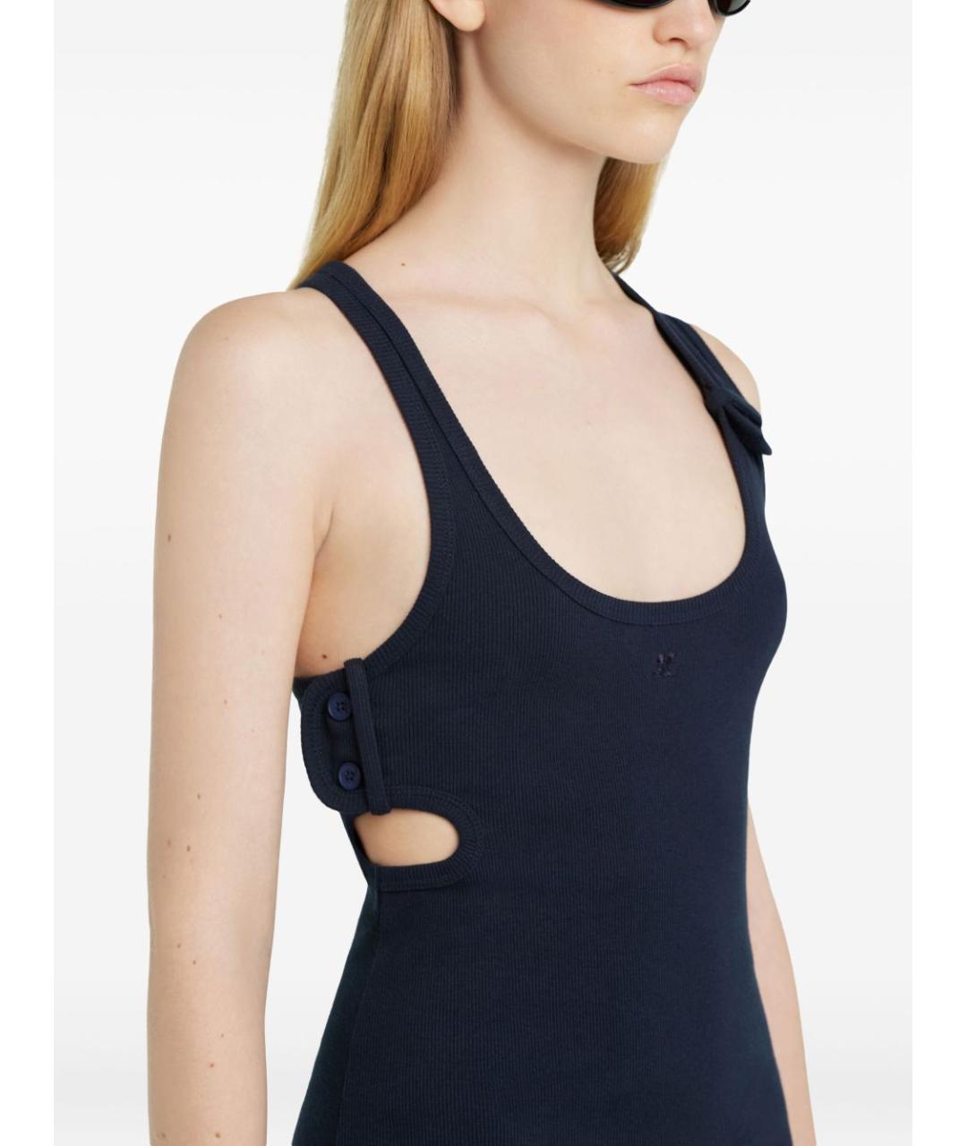 COURREGES Темно-синее хлопковое повседневное платье, фото 4