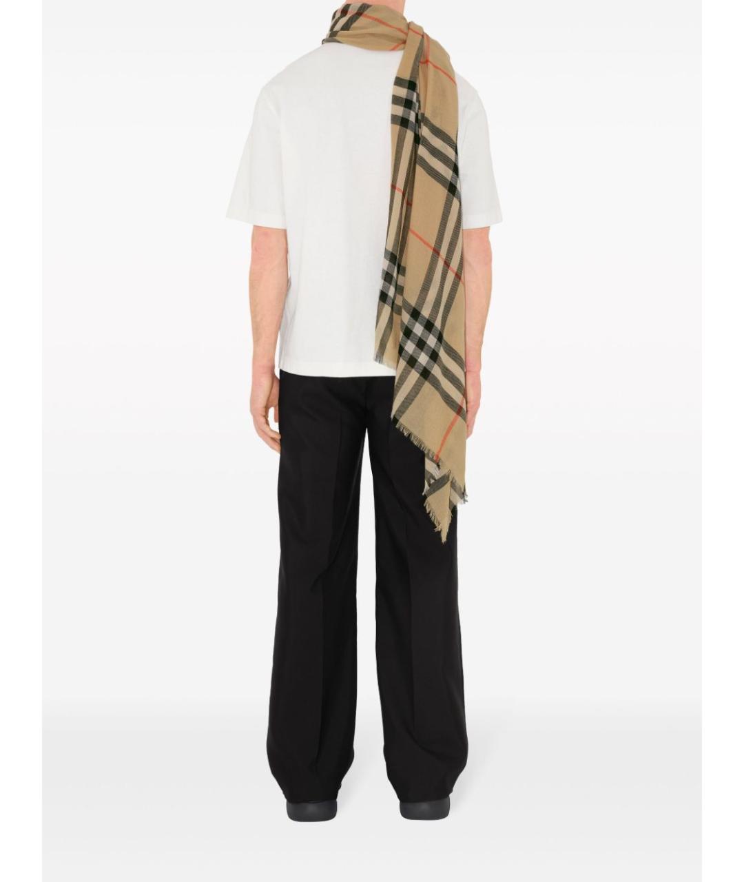 BURBERRY Бежевый шерстяной шарф, фото 7