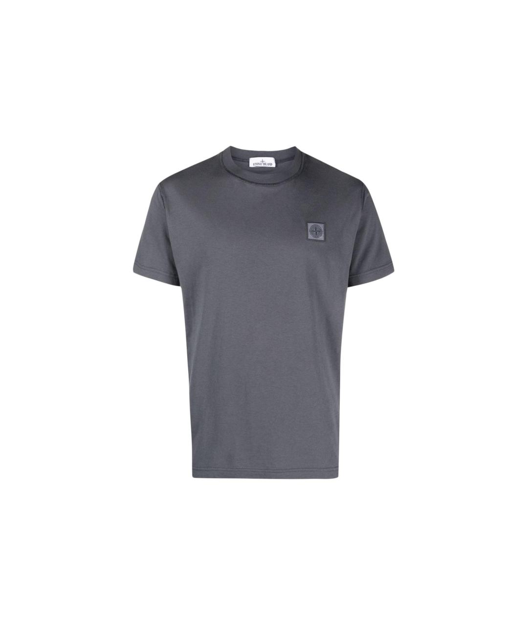 STONE ISLAND Серая хлопковая футболка, фото 1