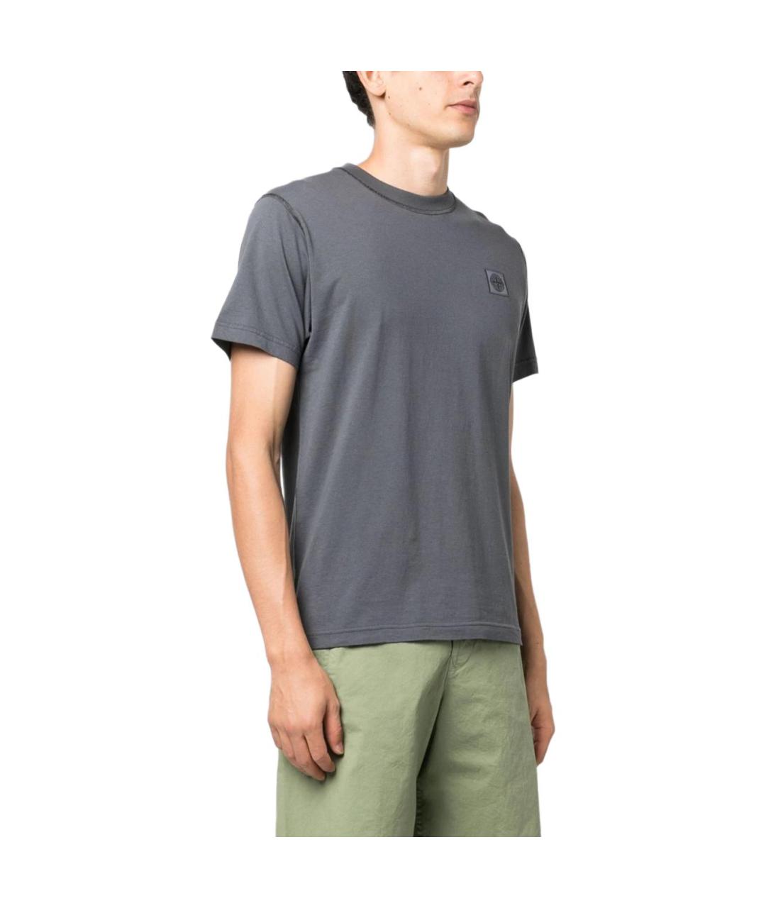 STONE ISLAND Серая хлопковая футболка, фото 4