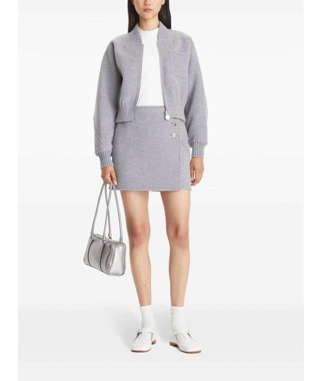 TORY BURCH Серая шерстяная юбка мини, фото 4